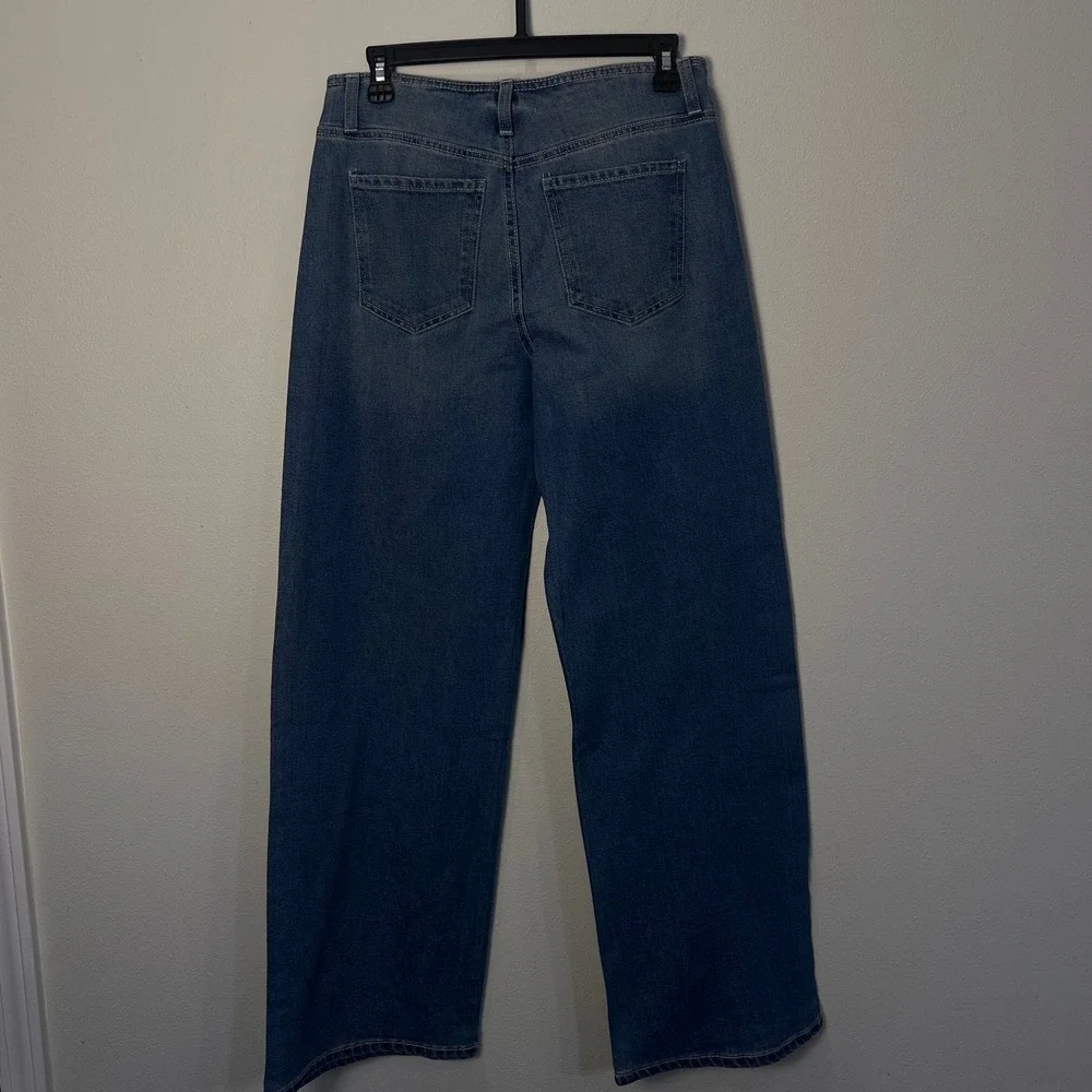 NWT NO‎ BOUNDARIES Womens Rhinestone Bling Wide Leg Jeans Medium Wash Size XS